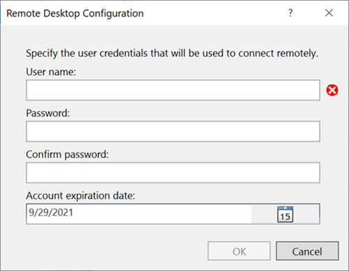 Remote desktop settings