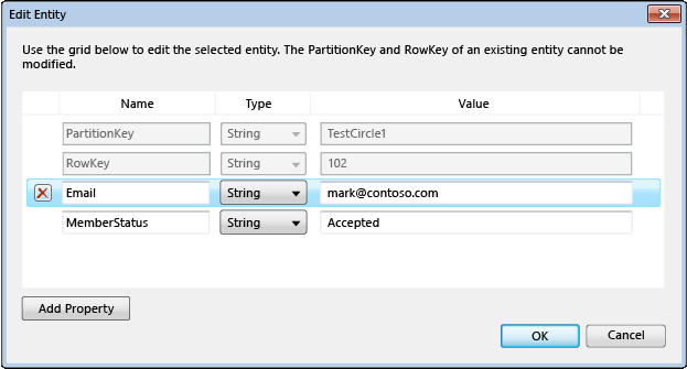Adicionar ou editar uma entidade de tabela