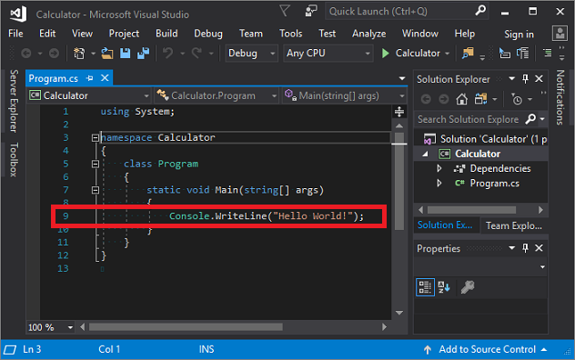Tutorial: Criar um aplicativo de console simples em C# - Visual Studio  (Windows) | Microsoft Learn