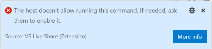 VS Code: The host doesn't allowing running this command.