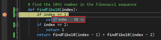 Captura de tela mostrando o valor de DataTips de uma variável no depurador do Visual Studio.