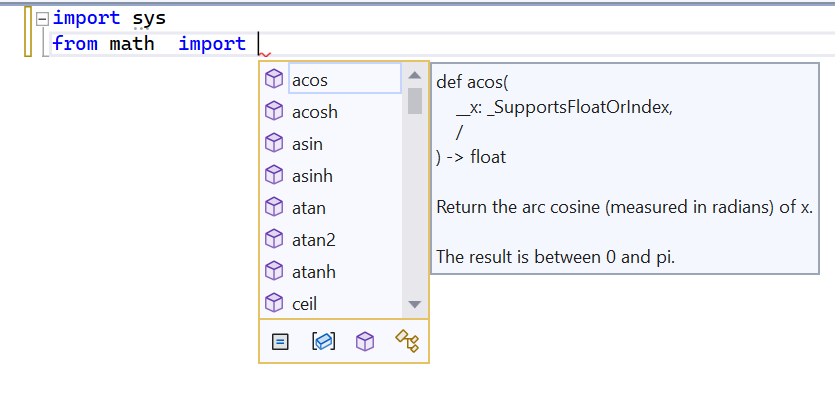 IntellSense showing module members