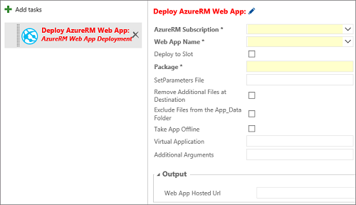 Web app deployment using ARM