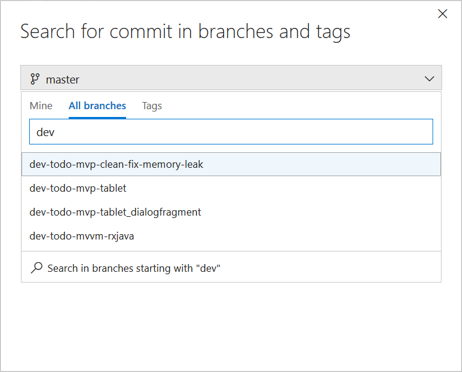 Search for a commit