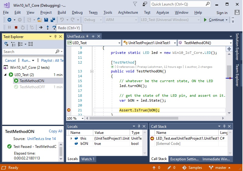 Teste do IoT Core do Win10