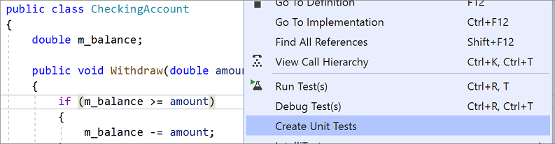 From the editor window, view the context menu