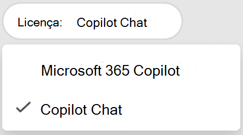 Captura de ecrã a mostrar o filtro Copilot Chat.