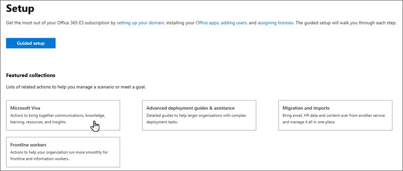 Captura de ecrã da coleção de Microsoft Viva