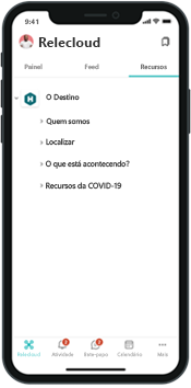 Imagem da navegação global nos aplicativos móveis.