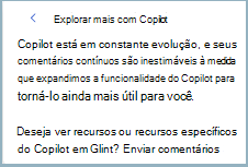 Captura de ecrã a mostrar como partilhar comentários do Copilot com a Microsoft.