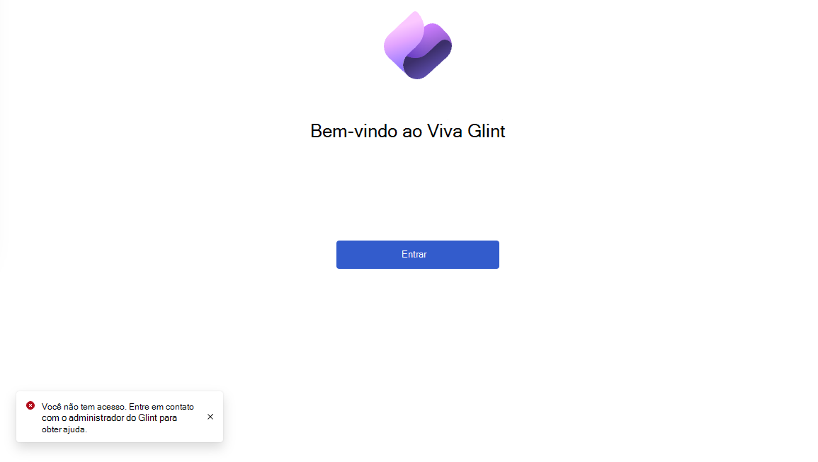Captura de tela do erro de acesso no Viva Glint.