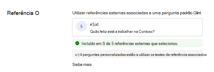 Captura de ecrã a mostrar as opções de informações de referência disponíveis ao nível da pergunta.