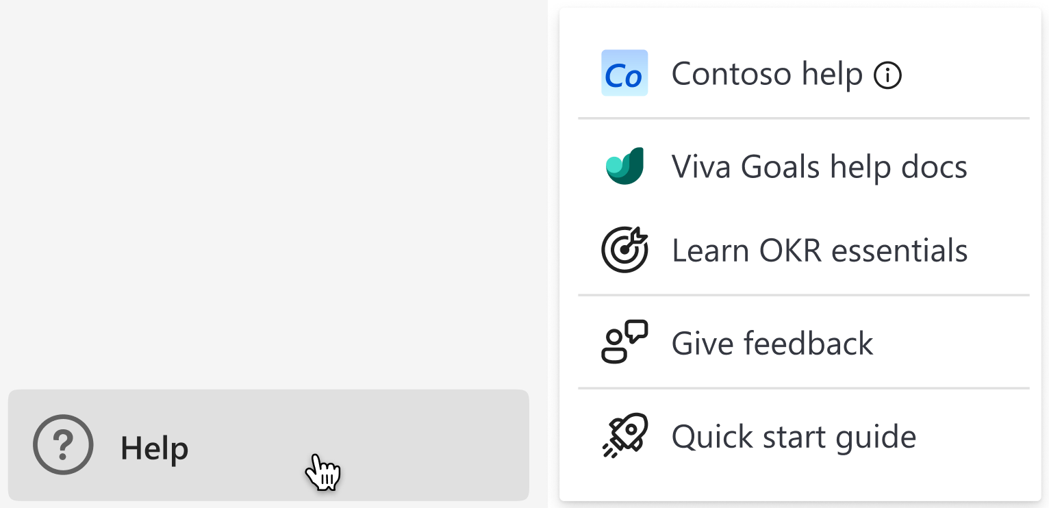 Captura de tela que mostra o botão de menu de ajuda para acessar recursos de ajuda.