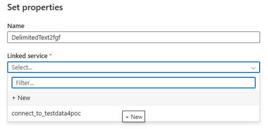 Captura de ecrã que mostra como definir as propriedades do ficheiro csv.