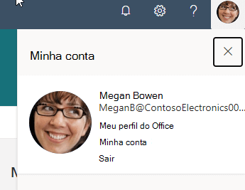  Captura de tela da imagem do perfil do Microsoft 365.