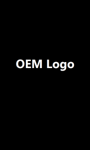 Captura de tela que mostra um logotipo O E M com pouca bateria.