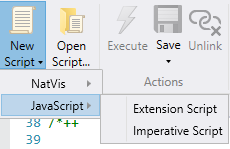 Captura de tela do menu de script no depurador WinDbg.