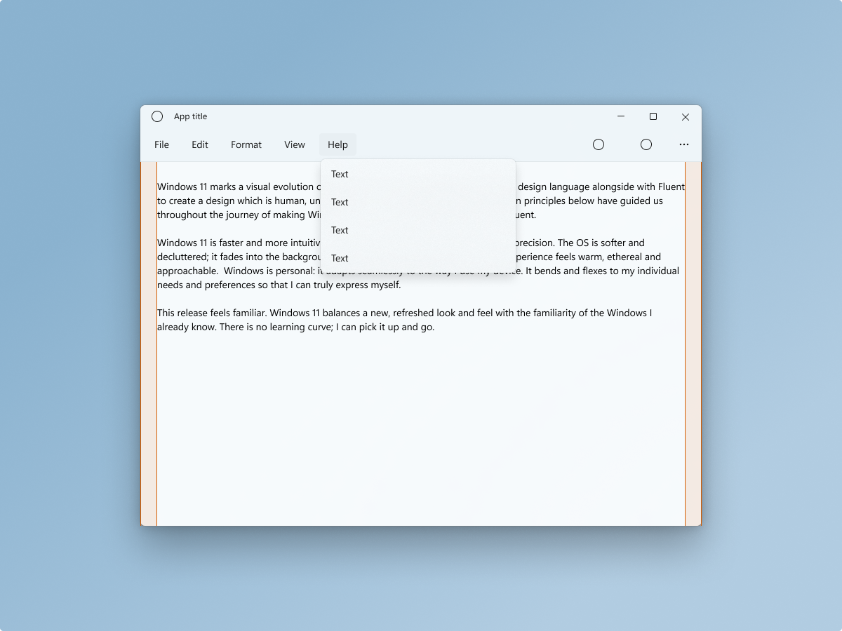 Um exemplo de um aplicativo de barra de menus