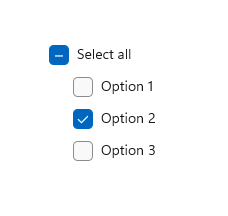 Caixas de seleção usadas para mostrar uma opção mista