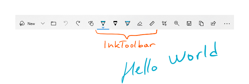 InkToolbar no Espaço de Trabalho do Windows Ink