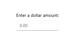 Um NumberBox mostrando um valor de 0,00.