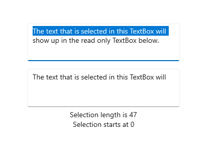 Texto selecionado em uma caixa de texto