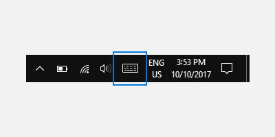 Captura de ecrã do ícone do teclado tátil no centro de notificações.