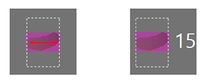 Captura de tela mostrando o dimensionamento de ativo horizontal não quadrado centralizado automaticamente, com e sem um selo.