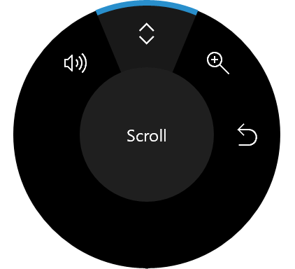 Menu padrão do Radial Controller