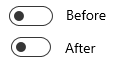Captura de tela mostrando o estilo atualizado do controle de Botão de Alternância.