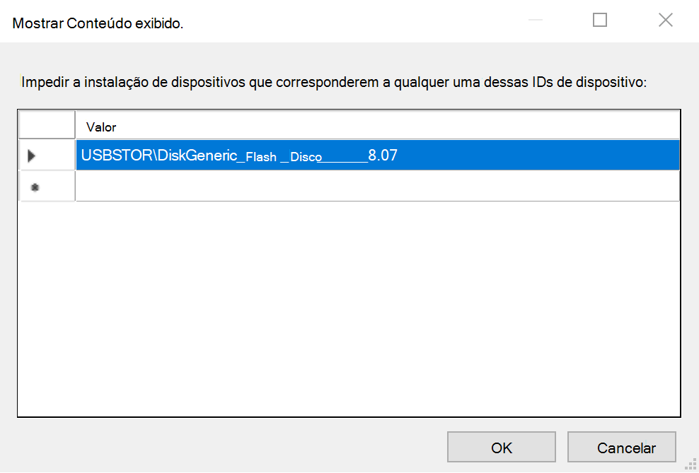 Impedir a lista de IDs do dispositivo.