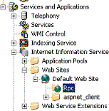 Screenshot showing the Rpc node under the Default Web Site in the IIS MMC snap-in.