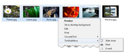 captura de tela mostrando um exemplo de um menu em cascata