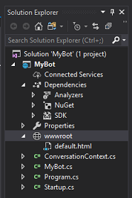 Screenshot of the Solution Explorer window with list of classes.