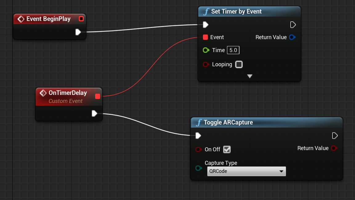 Blueprint of the Toggle ARCapture function with delay