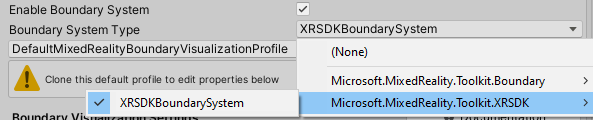 Configurações de limite do SDK do XR