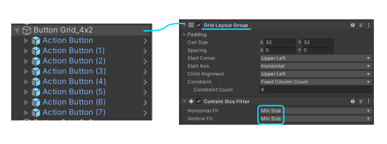 Configuring layout for a button grid