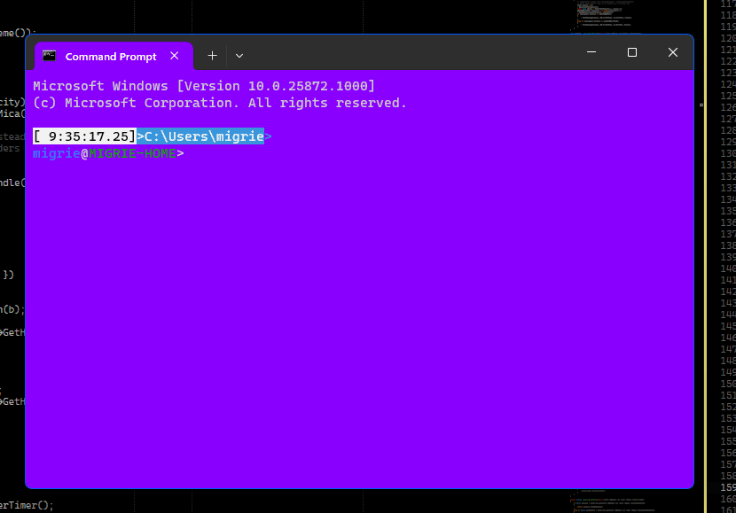 The Windows Terminal with rainbowFrame enabled
