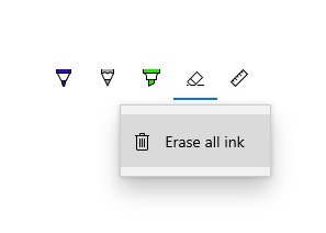 InkToolbar com o submenu de borracha invocado