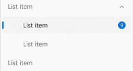 Exemplo de um InfoBadge no NavigationView.