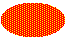 Ilustração de uma elipse preenchida com uma grade de ponto diagonal de 70% densa sobre uma cor da tela de fundo.
