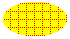 Ilustração de uma elipse preenchida com uma grade de linhas pontilhadas sobre uma cor de plano de fundo 