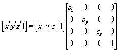 equação de uma matriz de escala para um novo ponto