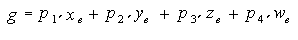 Equação mostrando as coordenadas oculares do vértice.