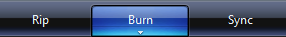 captura de tela da barra de menus com rip, burn e sync 