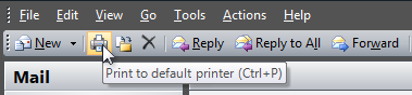 captura de tela da dica de ferramenta 'imprimir para impressora padrão' 
