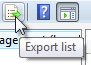 captura de tela do botão exportar lista com a dica de ferramenta 