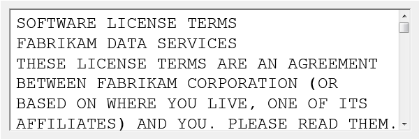 captura de tela dos termos de licença em letras maiúsculas 
