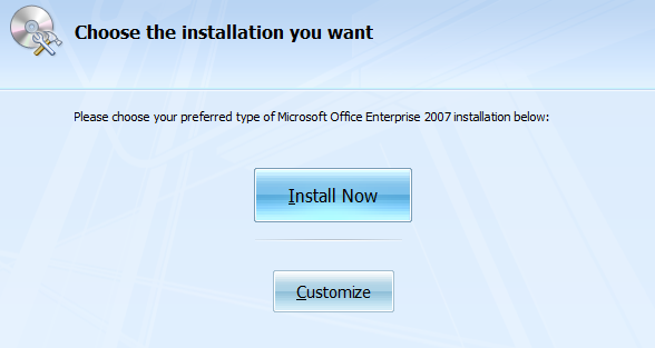captura de tela da caixa de diálogo com o botão de instalação grande 