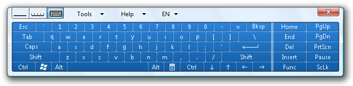 captura de tela do teclado virtual 